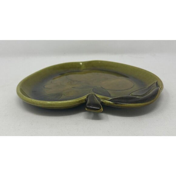 1960s LOS ANGELES POTTERIES Green Glaze APPLE DISH PLATE 9"x 9" #42-3-6 Pottery - Picture 5 of 9